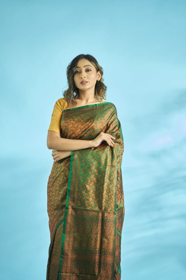 Pure Handloom Jamawar Satin Silk Saree Online now