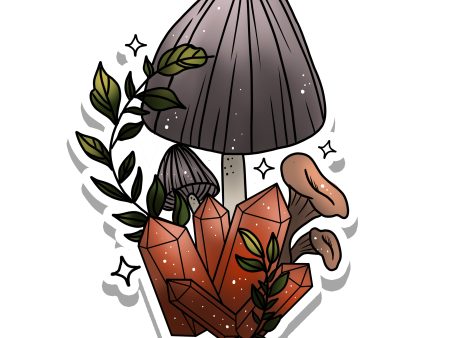 Rebel and Siren - Cottagecore Neutral Color Mushroom Vinyl Sticker | 3.2  For Sale