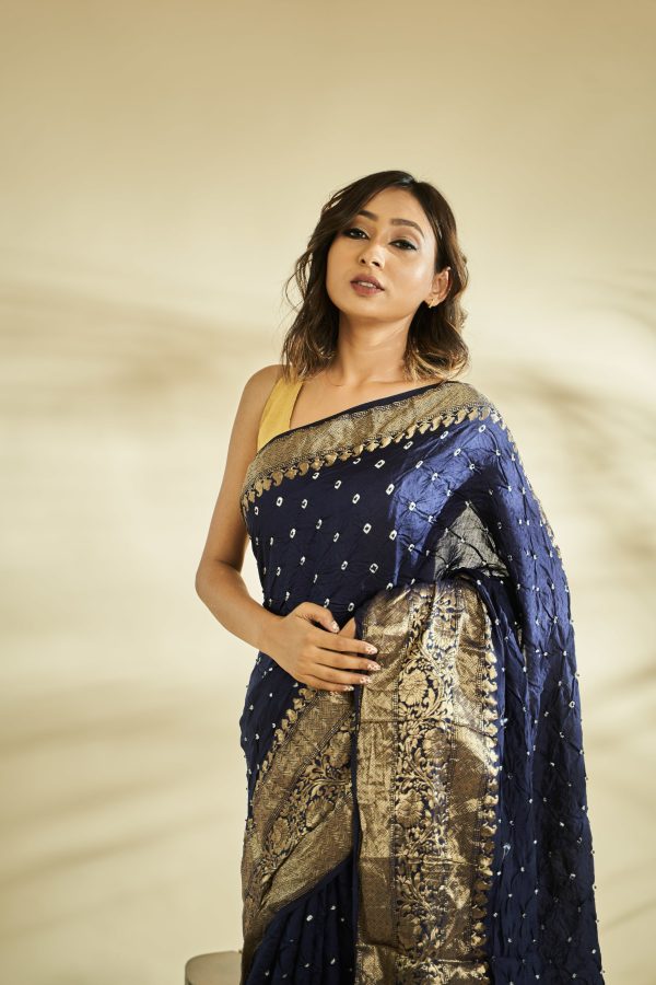 Pure Chiniya Silk Bandahnai Saree For Discount