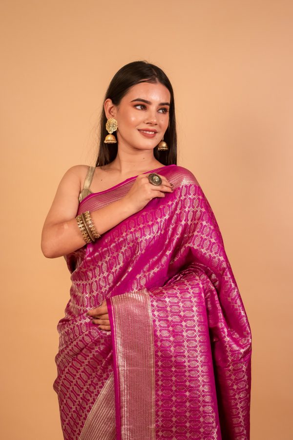 Magenta Mashru Silk Saree Hot on Sale