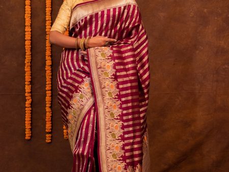 Maroon Red Pure Katan Silk Saree Fashion