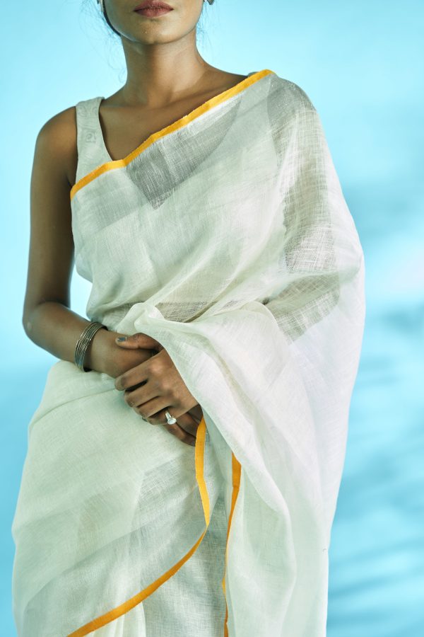 Linen Plain Saree on Sale