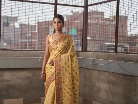 chiffon saree with meena border and meena buti For Cheap