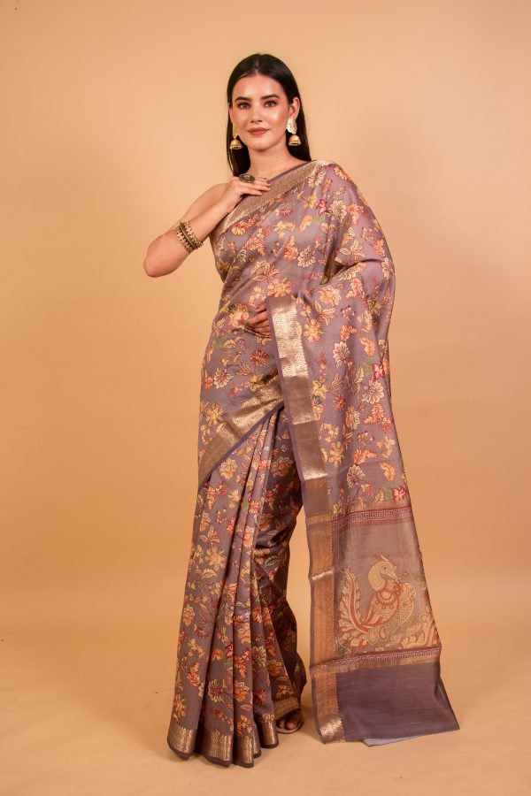 Dark Lavender Munga Silk Saree on Sale