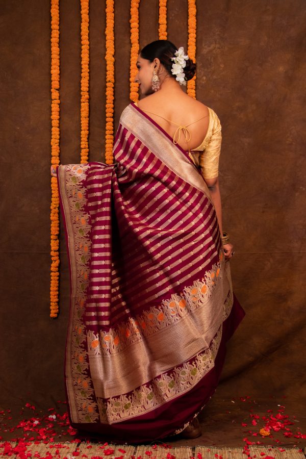 Maroon Red Pure Katan Silk Saree Fashion