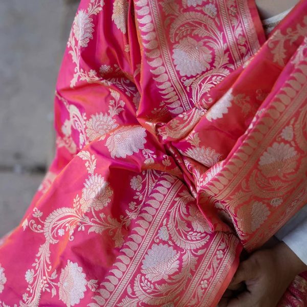 Katan Silk, Alfi Kadhua Jaal Handloom Dupatta on Sale