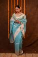 Sky Blue Pure Kora Saree For Discount