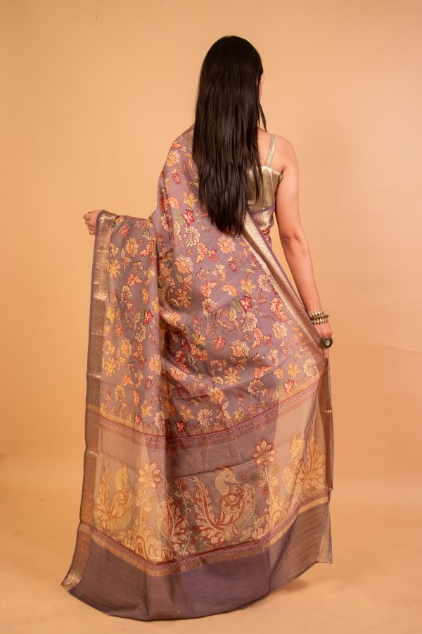 Dark Lavender Munga Silk Saree on Sale