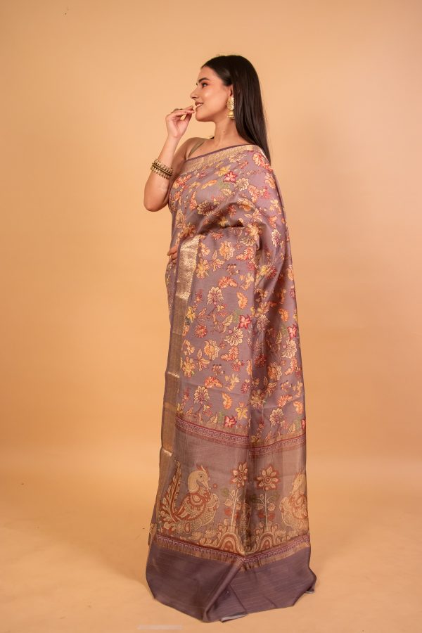 Dark Lavender Munga Silk Saree on Sale