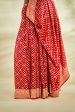 Pure Chiffon Khaddi Saree In Red Colour For Sale