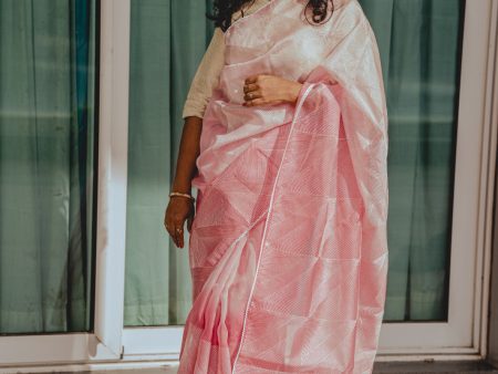 Pink Kora Organza Fancy Saree Online