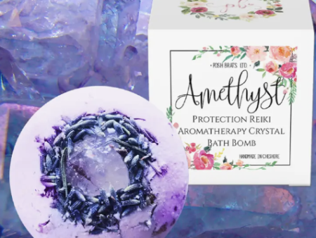 Amethyst Protection Aromatherapy Reiki Crystal Bath Bomb VEGAN Online now