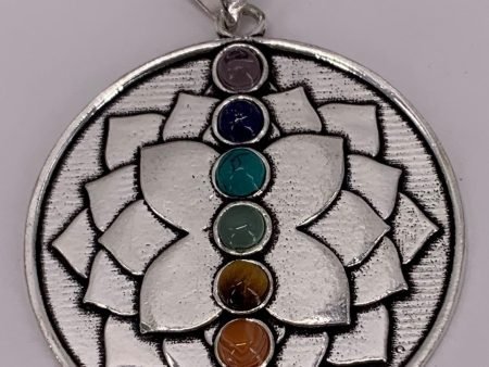 Heavy Brass 7 Chakra Stone Lotus Pendant Online now