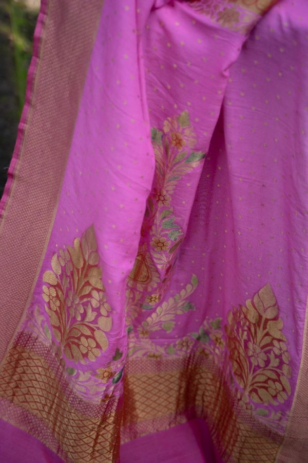 Pink Moonga Hand Brush Dye Dupatta Online