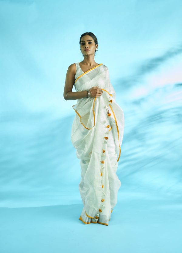 Linen Plain Saree on Sale