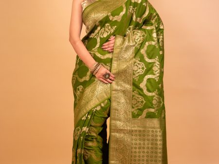 Mehendi Green Mashru Silk Saree Online Sale