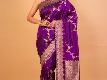 Purple Katan Silk Saree For Cheap