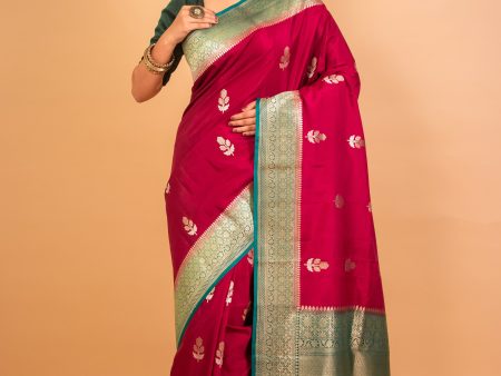 Dark Red Pure Katan Silk Saree Fashion