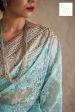 Aqua Blue Kora Embroidery Saree Online Sale