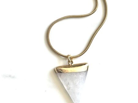 L Rae Jewelry - Triangle Arrow Drop Gold   Quartz Pendant Necklace. For Sale