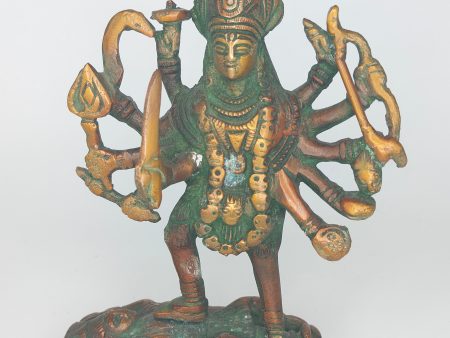 Brass Kali Statue- Red, Green, and Gold For Discount