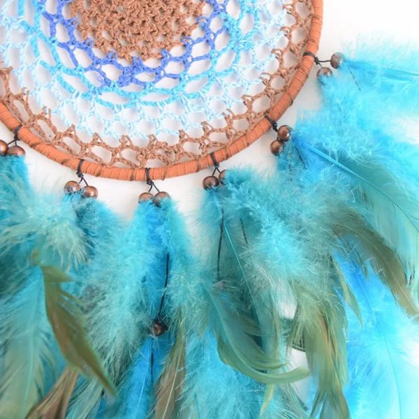 Blue   Green   white Feathers - Crochet Circle Dream Catcher Discount