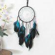 Black   Teal Feather w  leather Dream Catcher Online Hot Sale