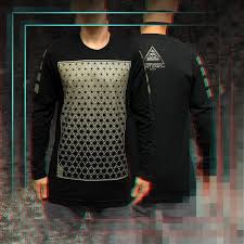 First Earth - Asanoha (Black & Silver) Long Sleeve T-SHIRT Online