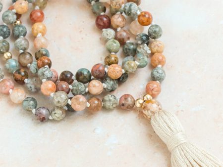 Mala Moonlight - Ocean Agate Mala Beads Necklace Supply