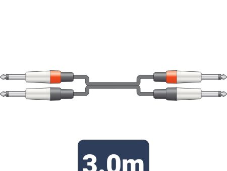 Chord Classic Audio Leads 3m 2 x 6.3mm Mono Jack Plugs - 2 x 6.3mm Mono Jack Plugs For Cheap