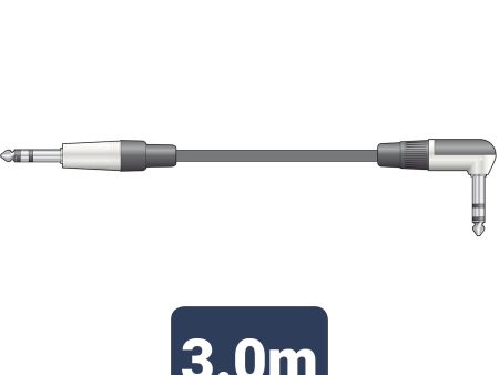 Citronic Audio Cable 6.3mm Stereo Jack to 6.3mm Right Angle Stereo Jack (3m) For Discount