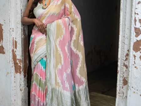 Rangkat Pure Khaddi Chiffon Saree With Water Zari Weaving Online now