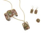 Anju Jewelry - Mixed Metal and Unakite Earrings For Sale