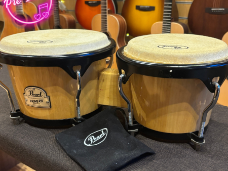 Pre-Loved Pearl Primero Series Bongos Natural Inc. Case For Cheap