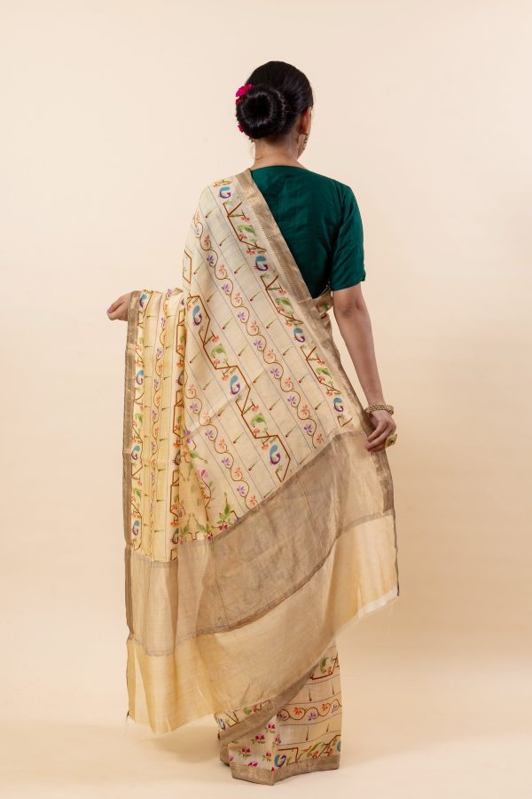 Beige Chiniya Silk Saree Discount