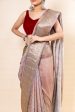 Grey and Pink shaded Russian Silk Saree Discount