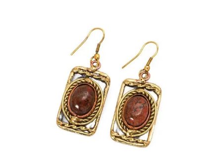 Anju Jewelry - Mixed Metal and Unakite Earrings For Sale