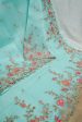 Aqua Blue Kora Resham Saree For Sale