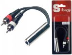 Stagg 1x Female Mono Jack  2x Male RCA Plug Adaptor Cable Supply