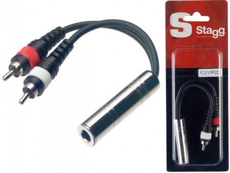 Stagg 1x Female Mono Jack  2x Male RCA Plug Adaptor Cable Supply