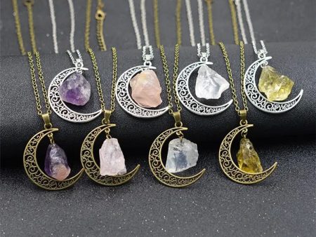 Moon Gemstone Pendant Necklace with Natural Gemstone Sale