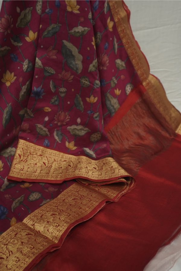 Magenta Chiniya Silk Saree Online