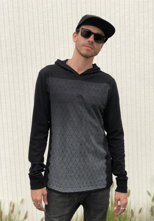 Rythmatix - TEXTURE LONG SLEEVE Black T-SHIRT no hood Hot on Sale