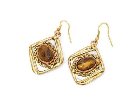 Anju Jewelry - Mixed Metal and Tiger s Eye Earrings Hot on Sale