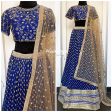 Blue BROCADE lehenga Cheap