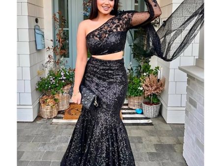 Custom black sequin lehenga Supply