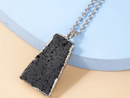 Lava Stone Trapezoid Pendant Necklace Online Hot Sale