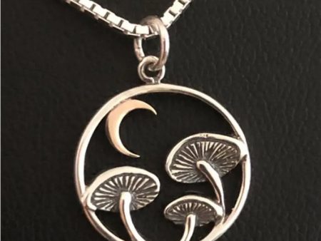 Mushroom Moon Pendant Necklace Discount