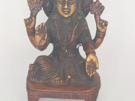 Brass Vishnu Statue- Red and Gold on Sale