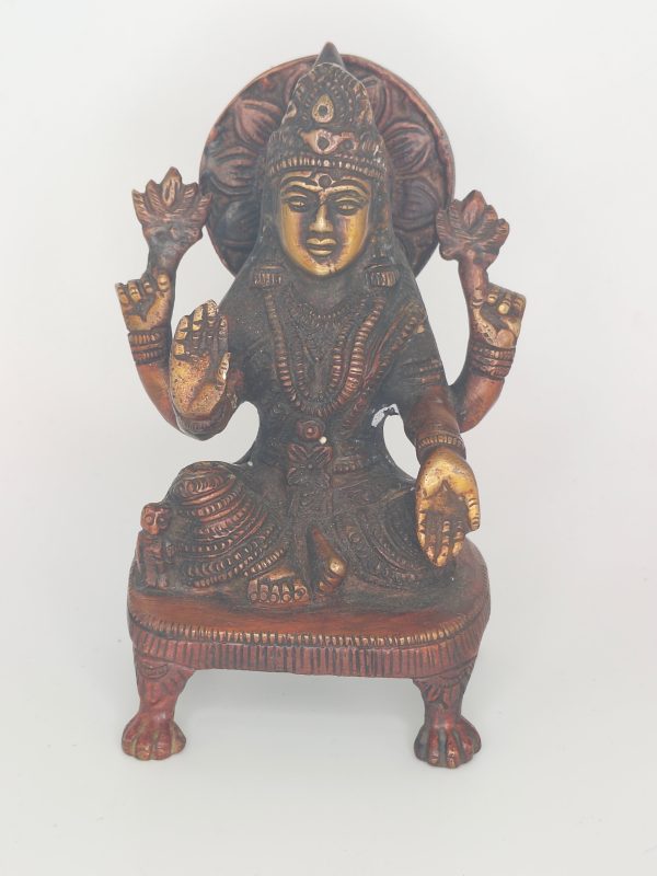 Brass Vishnu Statue- Red and Gold on Sale